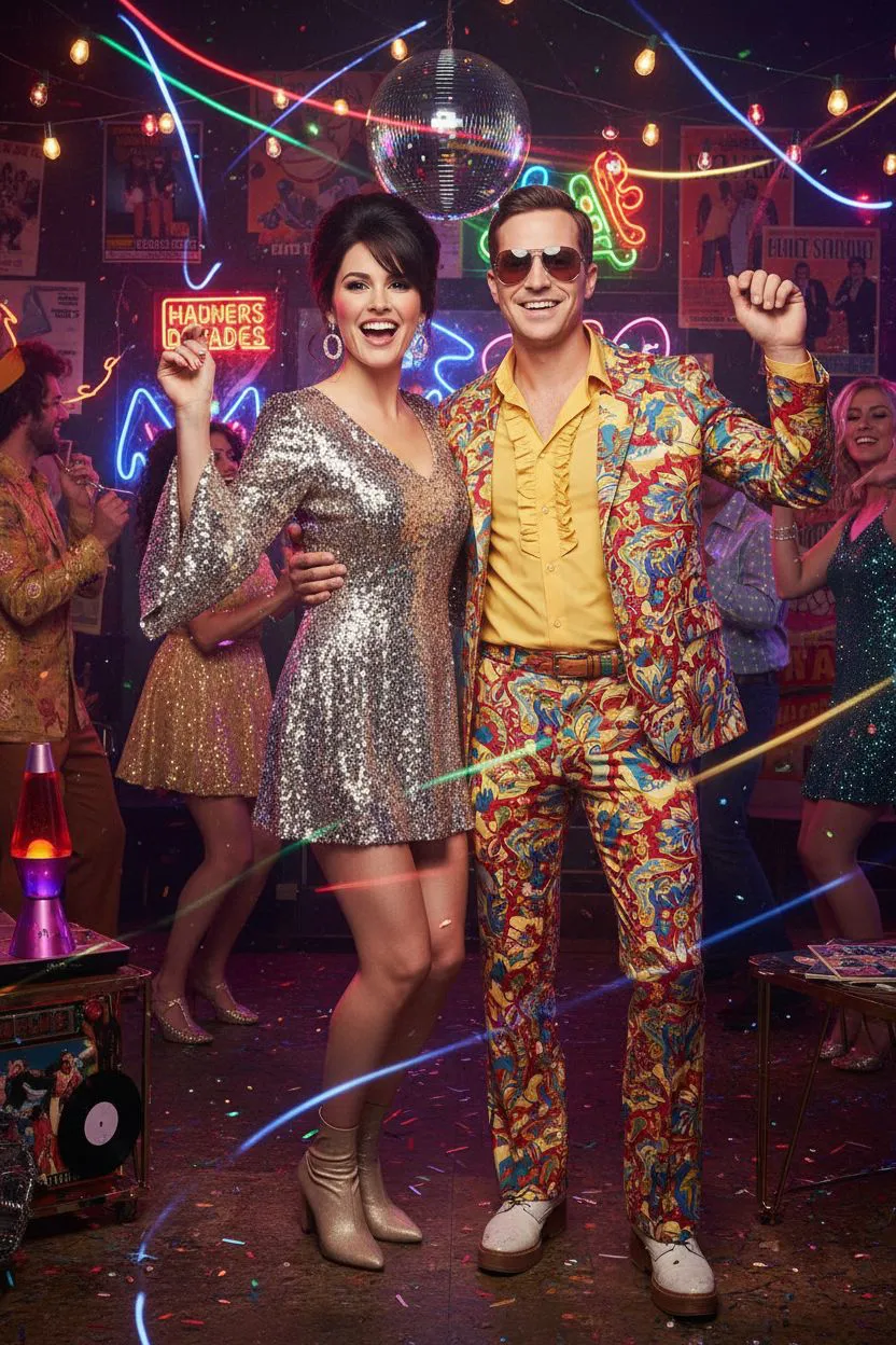 Decades party AI portrait transformation at a San Diego event.